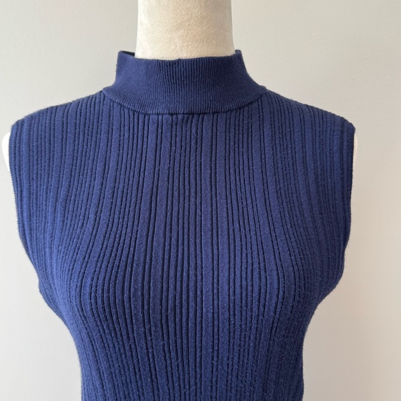 Navy Ribbed Sleeveless Top & Cardigan Set 14/16 - Picture 7 of 11